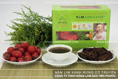 Sản phẩm nấm lim xanh rừng bày bán tại đại lý được ủy quyền ở Vĩnh Long của Công ty TNHH Nông lâm sản Tiên Phước.