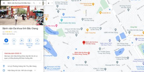 Bản đồ Bệnh viện Đa khoa Bắc Giang và các tuyến xe buýt đi qua bệnh viện