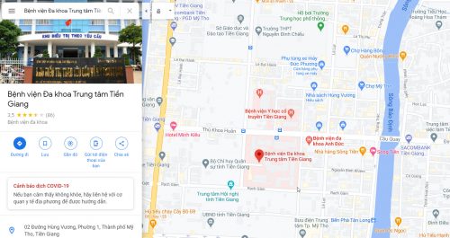 Bản đồ các tuyến xe bus đến Bệnh viện Đa khoa Trung tâm Tiền Giang