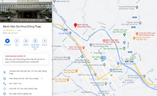 Bản đồ đường đi các tuyến xe bus đến Bệnh viện Đa khoa Đồng Tháp