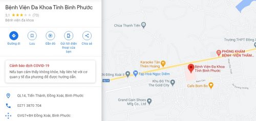 Bản đồ đường đi các tuyến xe bus đến Bệnh viện Đa khoa tỉnh Bình Phước