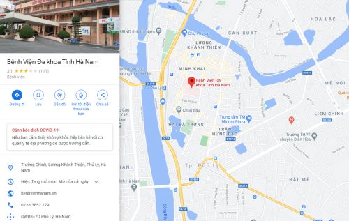 Bản đồ đường đi các tuyến xe bus đến Bệnh viện Đa khoa tỉnh Hà Nam
