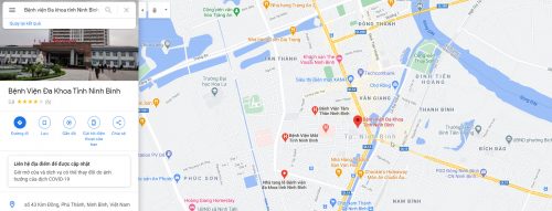 Bản đồ đường đi các tuyến xe bus đến Bệnh viện Đa khoa tỉnh Ninh Bình
