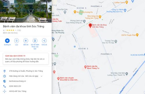 Bản đồ đường đi các tuyến xe bus đến Bệnh viện Đa khoa tỉnh Sóc Trăng