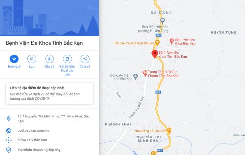 Bản đồ đường đi và các phương tiện đến Bệnh viện Đa khoa tỉnh Bắc Kạn