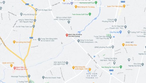 Bản đồ đường đi và các tuyến xe bus đến Bệnh viện Đa khoa tỉnh Bình Dương