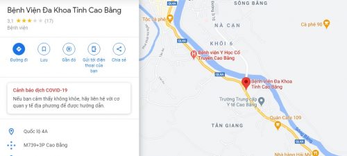 Bản đồ đường đi và các tuyến xe bus đến Bệnh viện Đa khoa tỉnh Cao Bằng