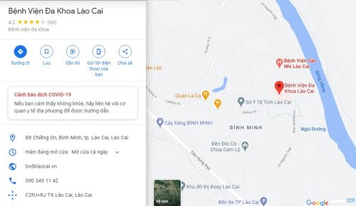 Bản đồ đường đi và các tuyến xe bus đến Bệnh viện Đa khoa tỉnh Lào Cai