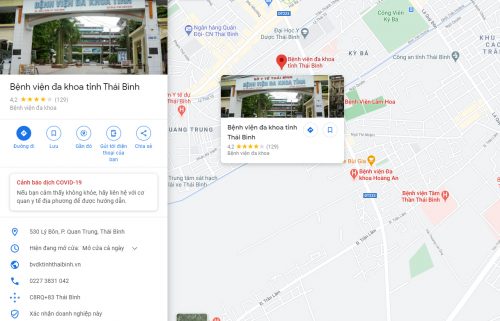 Bản đồ đường đi và các tuyến xe bus đến Bệnh viện Đa khoa tỉnh Thái Bình