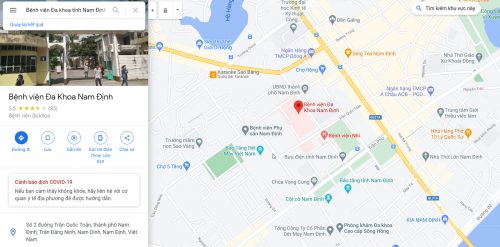 Bản đồ đường đi và di chuyển đến Bệnh viện Đa khoa tỉnh Nam Định