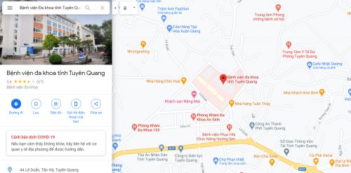 Bản đồ đường đi và phương tiện đến Bệnh viện Đa khoa Tuyên Quang