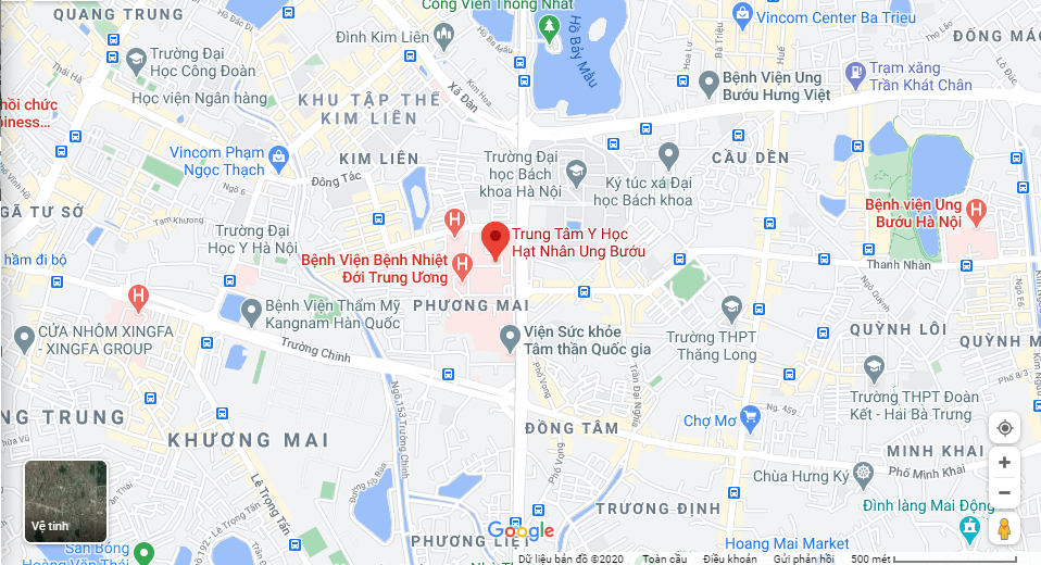 Bản đồ tới Trung tâm Y học hạt nhân và Ung bướu Bệnh viện Bạch Mai
