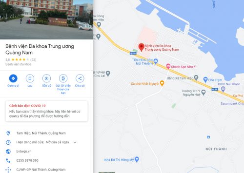 Bản đồ và các tuyến xe bus đến Bệnh viện Đa khoa Trung ương Quảng Nam